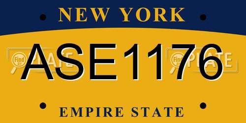 ASE1176 New York License Plate