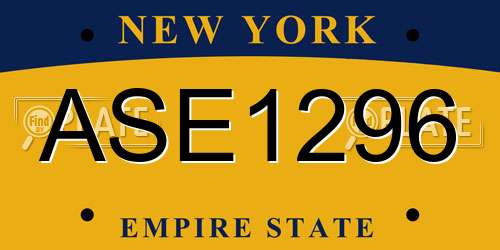 ASE1296 New York License Plate