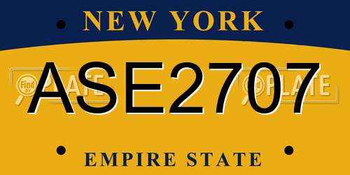 ASE2707 New York License Plate