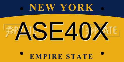 ASE40X New York License Plate