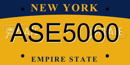 ASE5060 New York License Plate