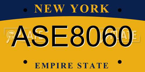 ASE8060 New York License Plate