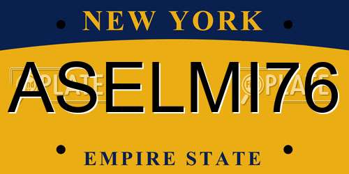 ASELMI76 New York License Plate