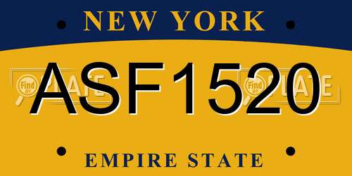 ASF1520 New York License Plate