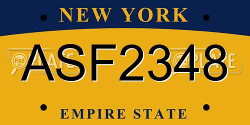 ASF2348 New York License Plate