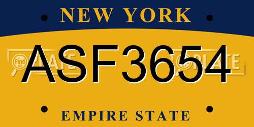 ASF3654 New York License Plate