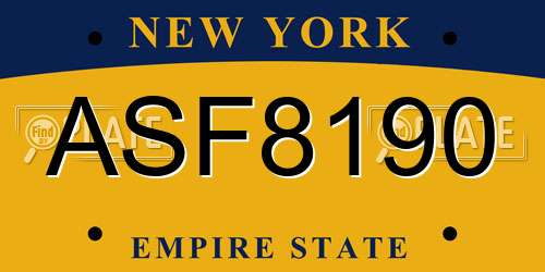 ASF8190 New York License Plate