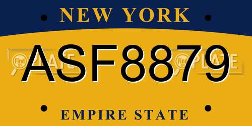 ASF8879 New York License Plate