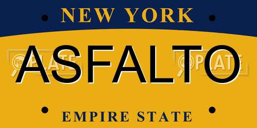 ASFALTO New York License Plate