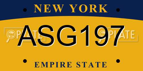 ASG197 New York License Plate