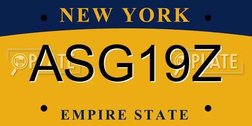 ASG19Z New York License Plate