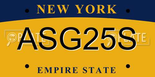 ASG25S New York License Plate