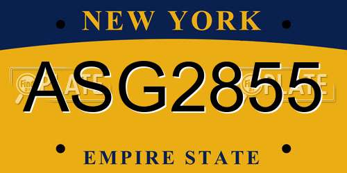 ASG2855 New York License Plate