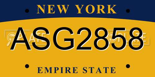 ASG2858 New York License Plate
