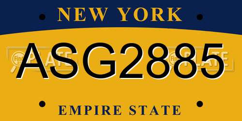 ASG2885 New York License Plate