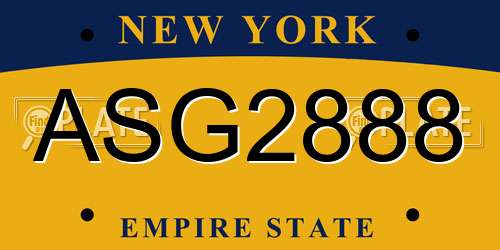 ASG2888 New York License Plate