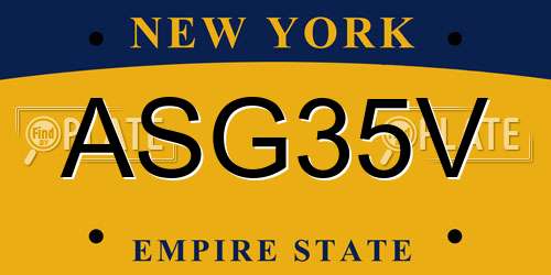 ASG35V New York License Plate