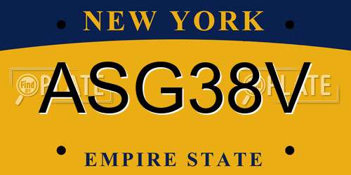 ASG38V New York License Plate