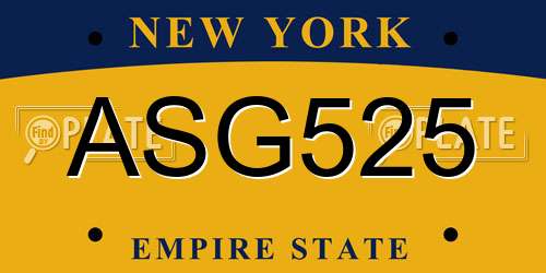 ASG525 New York License Plate