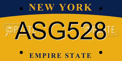 ASG528 New York License Plate
