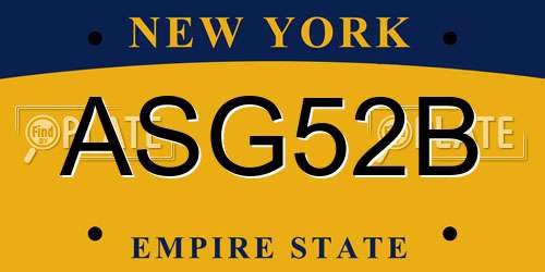 ASG52B New York License Plate