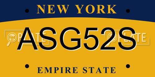 ASG52S New York License Plate