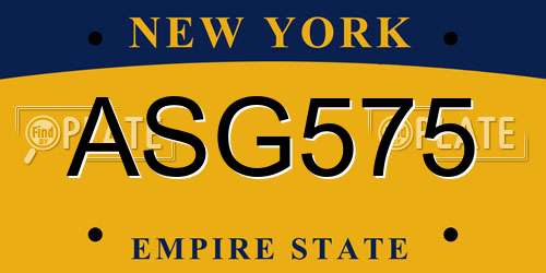 ASG575 New York License Plate