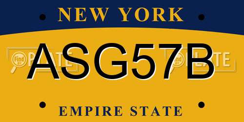 ASG57B New York License Plate