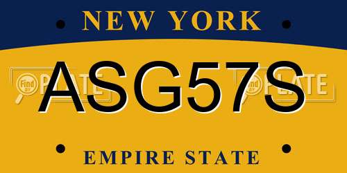 ASG57S New York License Plate