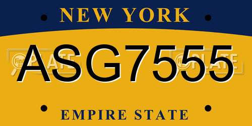 ASG7555 New York License Plate