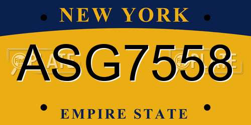 ASG7558 New York License Plate