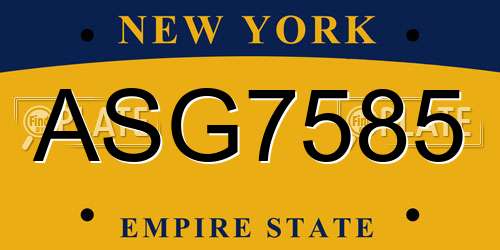 ASG7585 New York License Plate