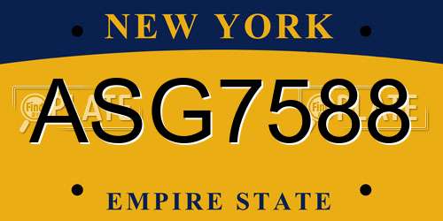ASG7588 New York License Plate