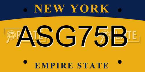 ASG75B New York License Plate