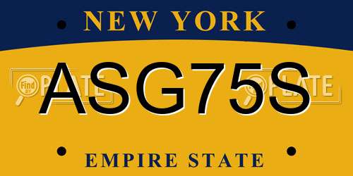 ASG75S New York License Plate