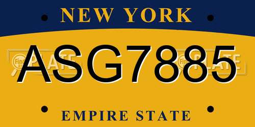 ASG7885 New York License Plate