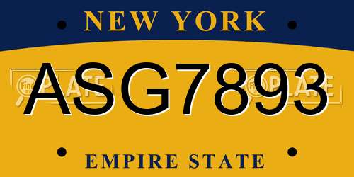 ASG7893 New York License Plate