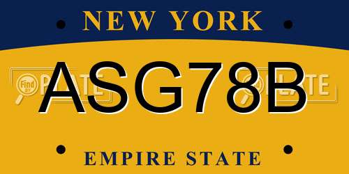 ASG78B New York License Plate