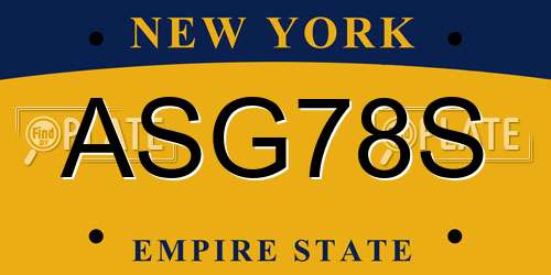 ASG78S New York License Plate