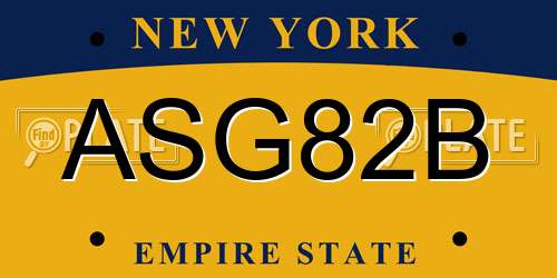 ASG82B New York License Plate