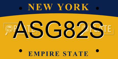 ASG82S New York License Plate