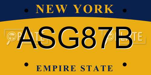 ASG87B New York License Plate