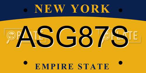 ASG87S New York License Plate
