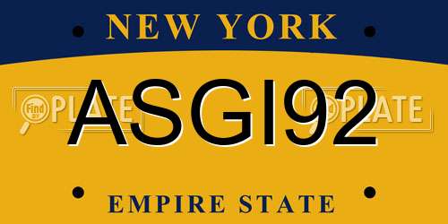 ASGI92 New York License Plate