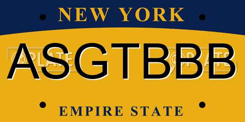ASGTBBB New York License Plate