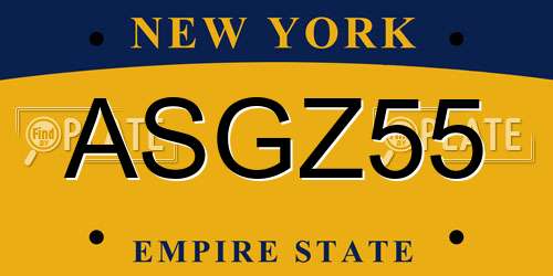 ASGZ55 New York License Plate