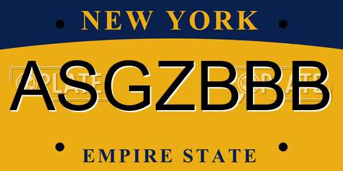 ASGZBBB New York License Plate