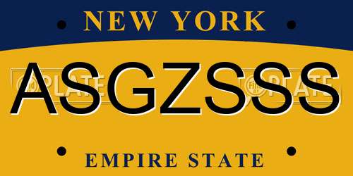 ASGZSSS New York License Plate