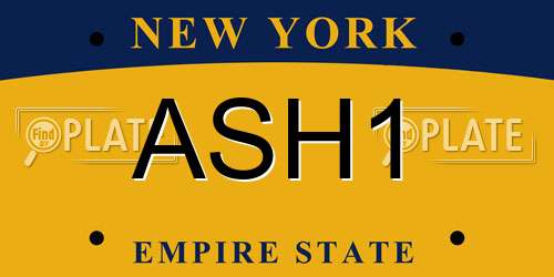 ASH1 New York License Plate