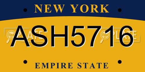 ASH5716 New York License Plate